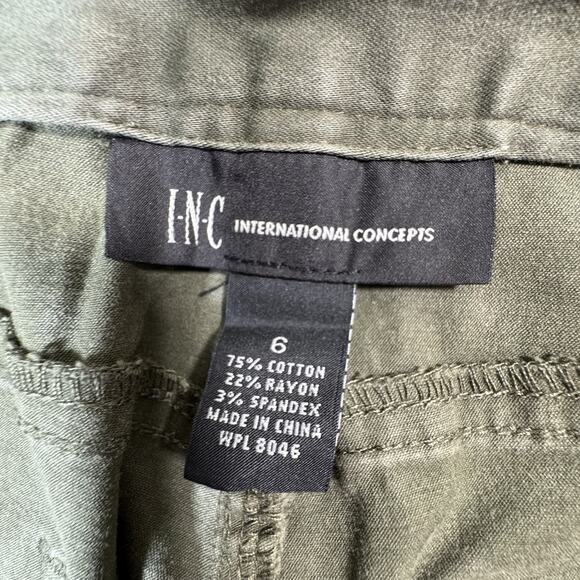 INC International Concepts Skinny Leg Pants Sz 6 Olive Green Ankle Zip - Picture 6 of 8